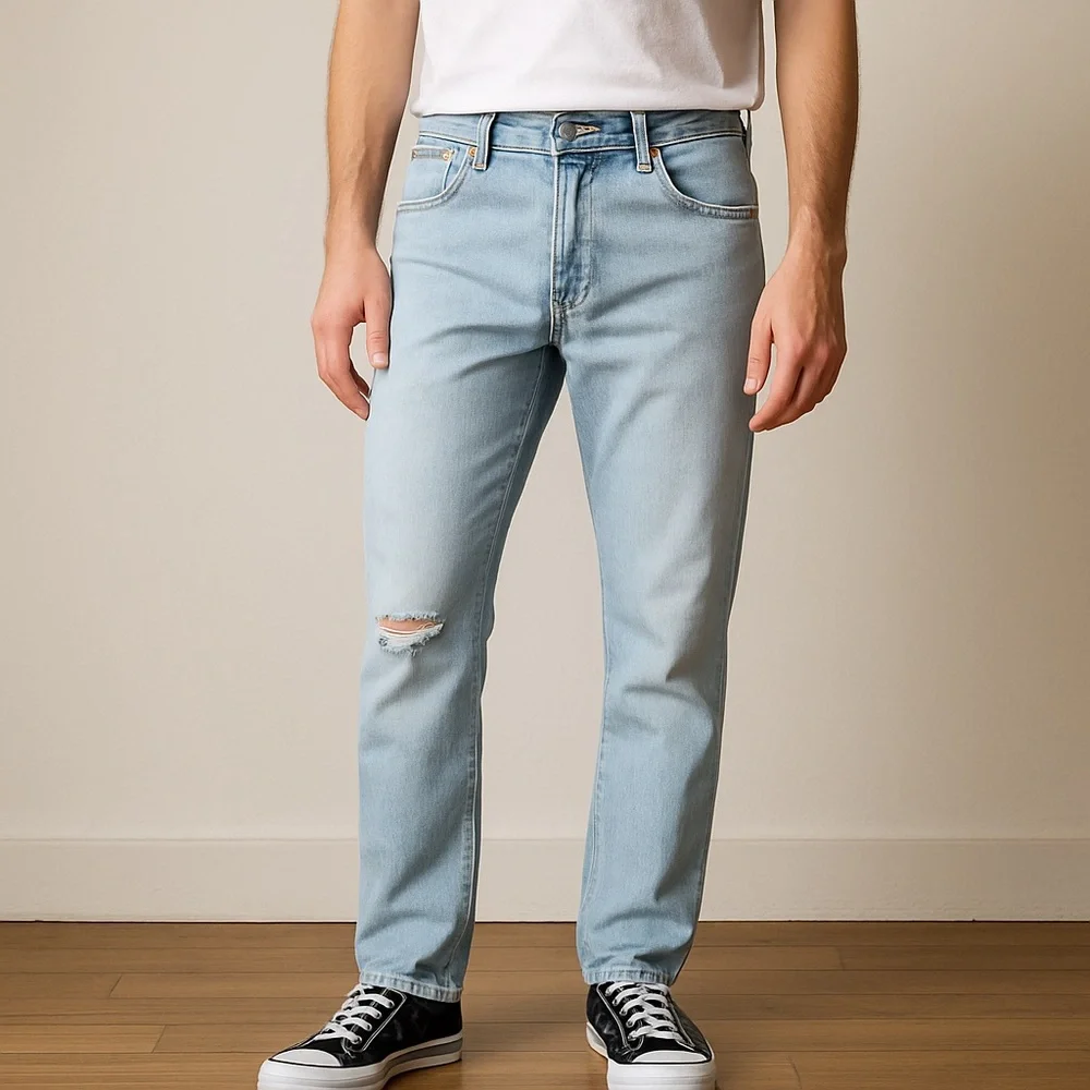 Levi’s 511 Slim Fit Jeans Light Wash Denim Distressed Knee Men’s 33x32 Unisex